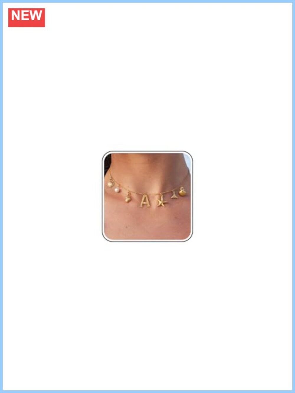14K Gold Plated Initial Charm Necklace with Pearl - Boho A-Z